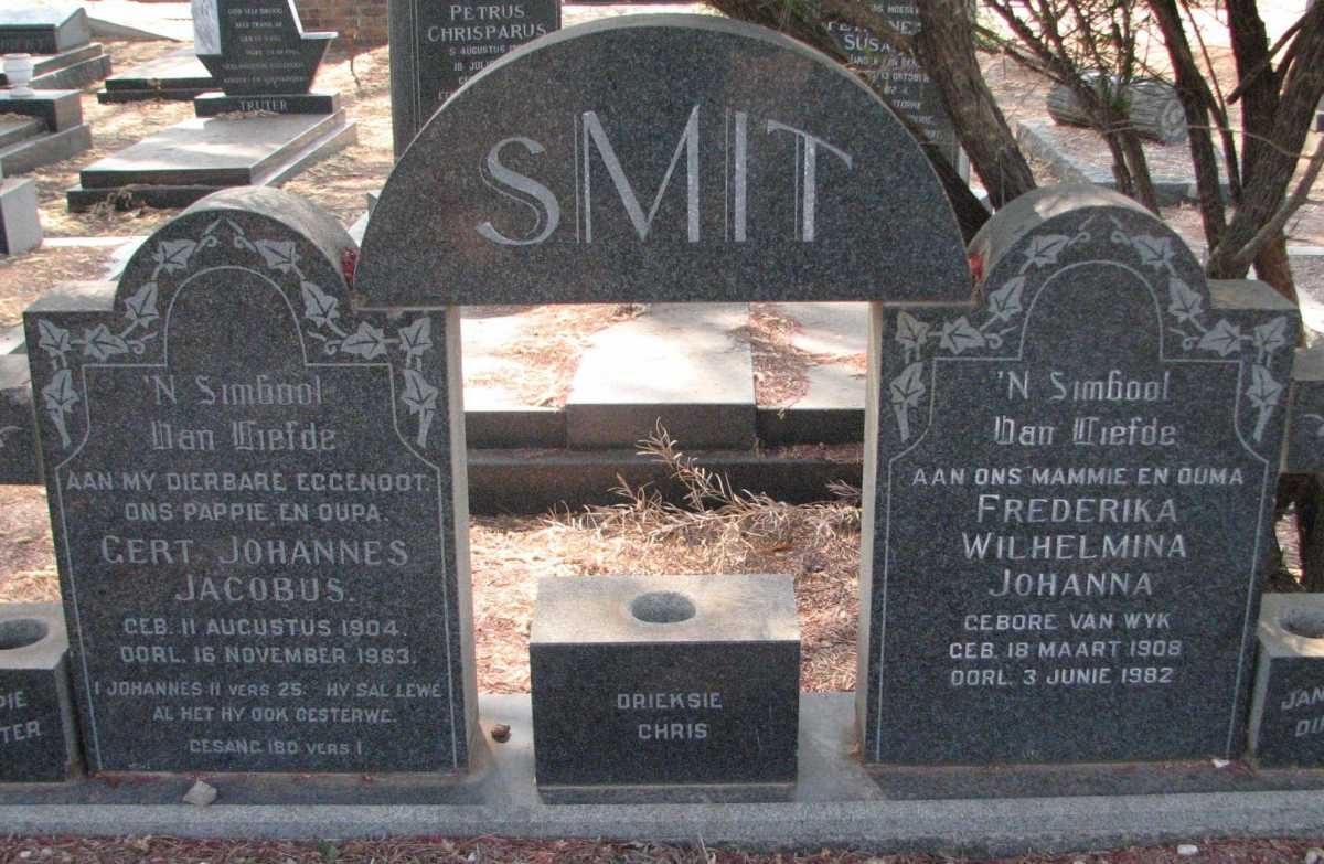 SMIT Gert Johannes Jacobus 1904-1963 &amp; Frederika Wilhelmina Johanna VAN WYK 1908-1982