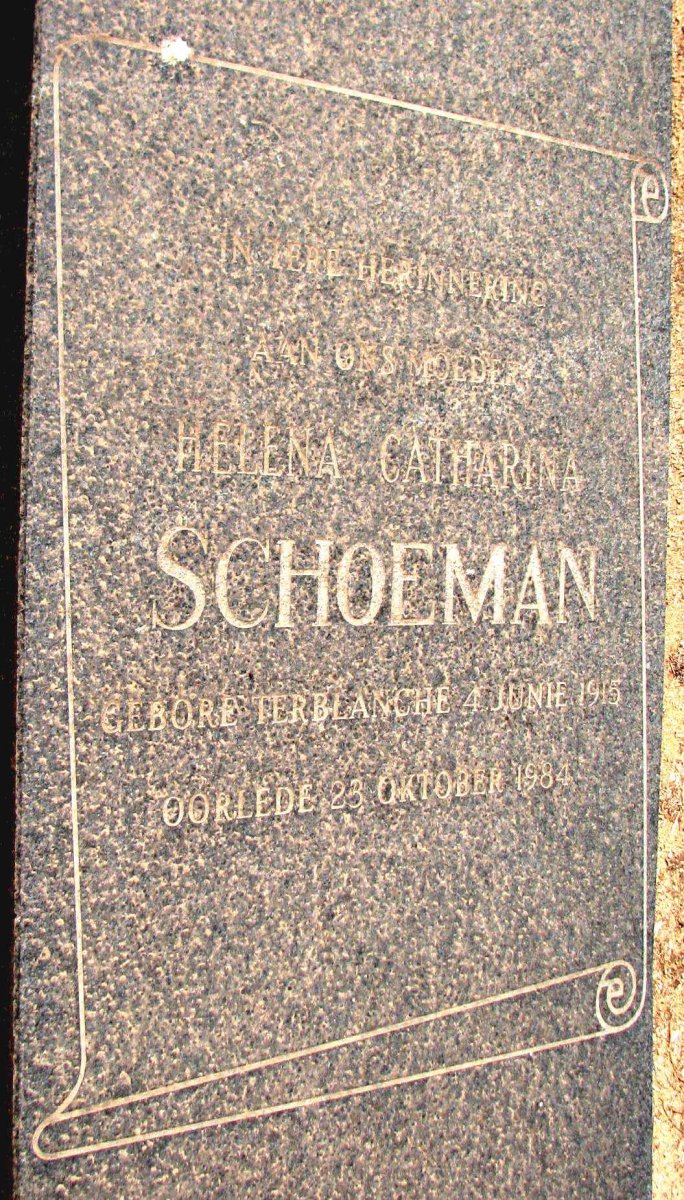 SCHOEMAN Helena Catharina nee TERBLANCHE 1915-1984