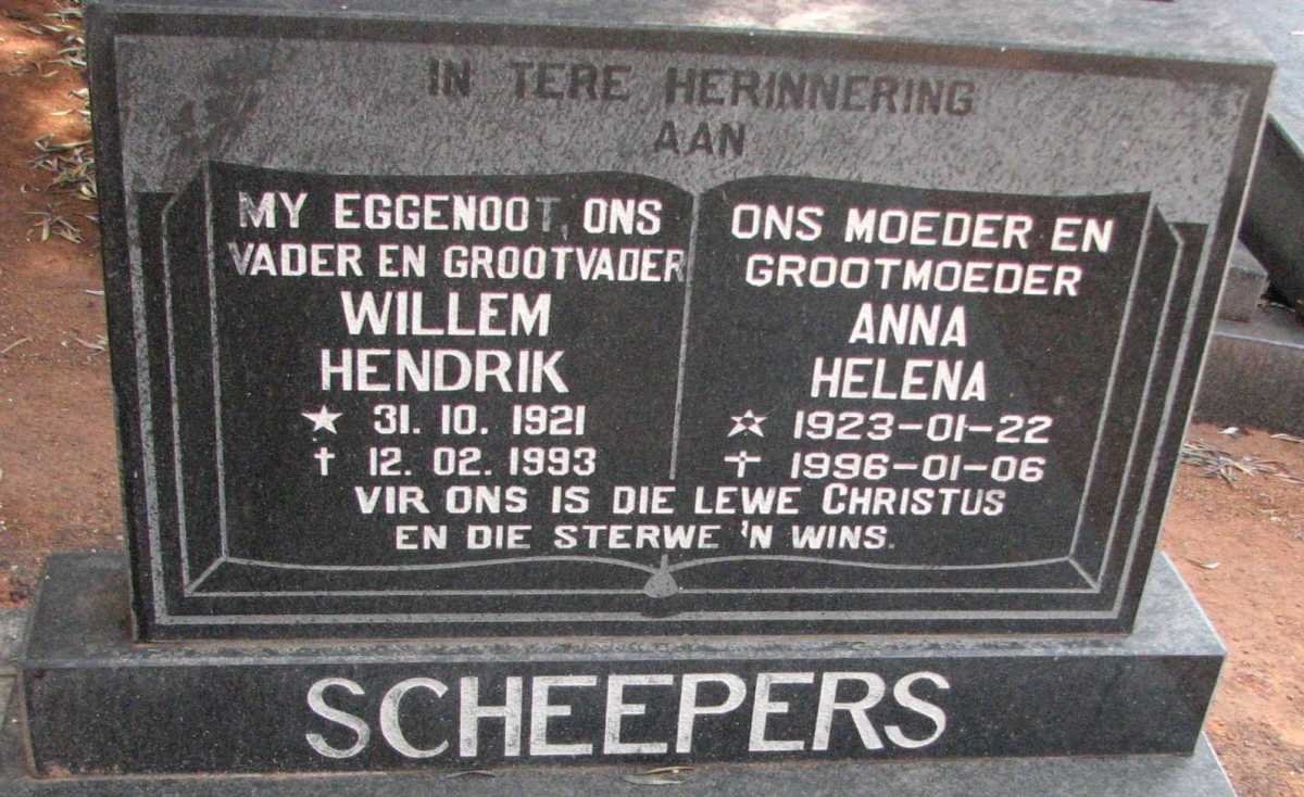 SCHEEPERS Willem Hendrik 1921-1993 &amp; Anna Helena 1923-1996