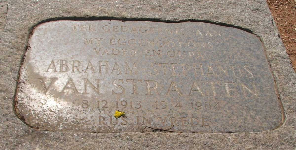 STRAATEN Abraham Stephanus, van 1913-1984