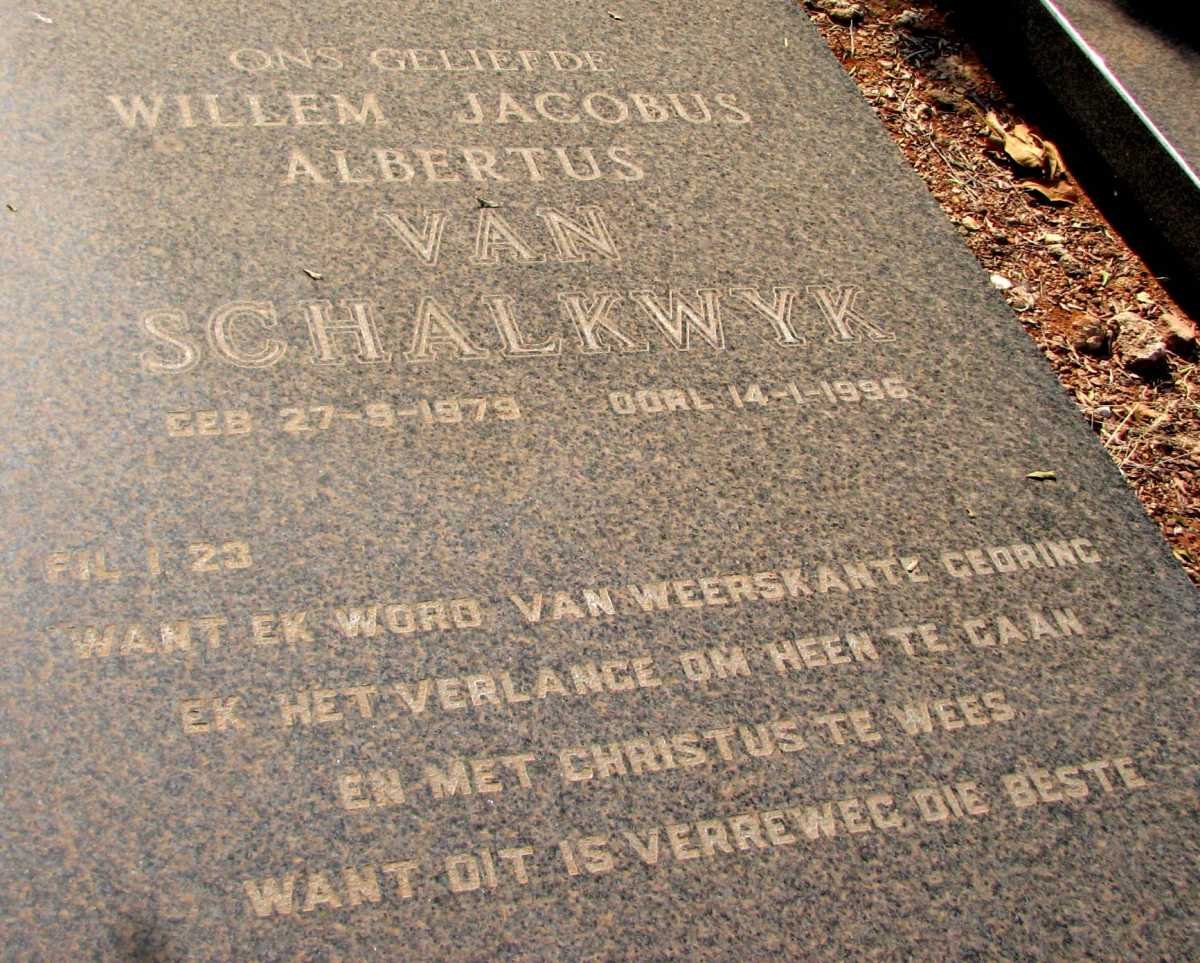 SCHALKWYK Willem Jacobus Albertus, van 1979-1996