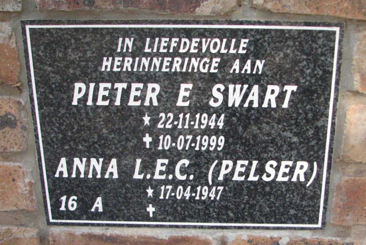 SWART Pieter E. 1944-1999 &amp; Anna L.E.C. PELSER 1947-