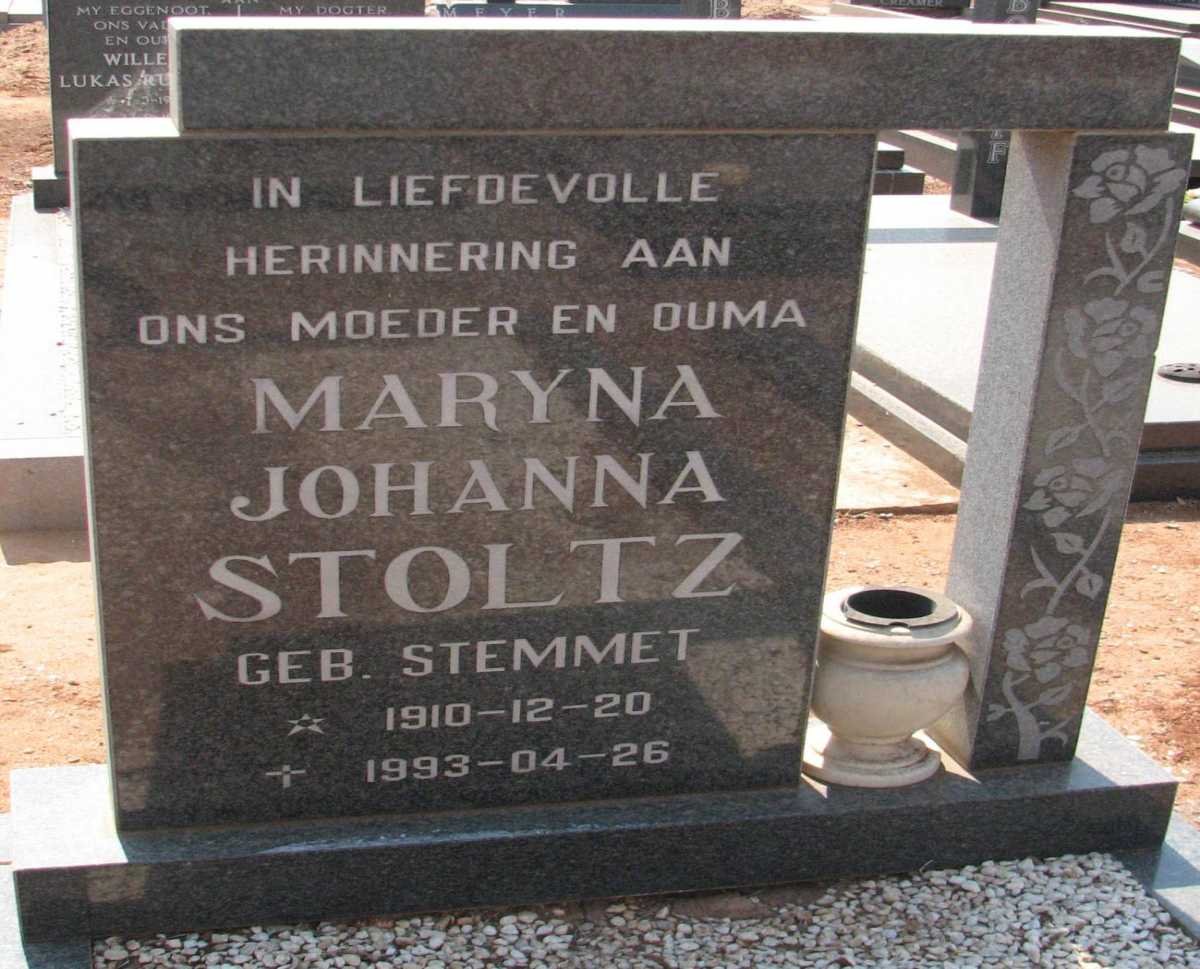 STOLTZ Maryna Johanna nee STEMMET 1910-1993