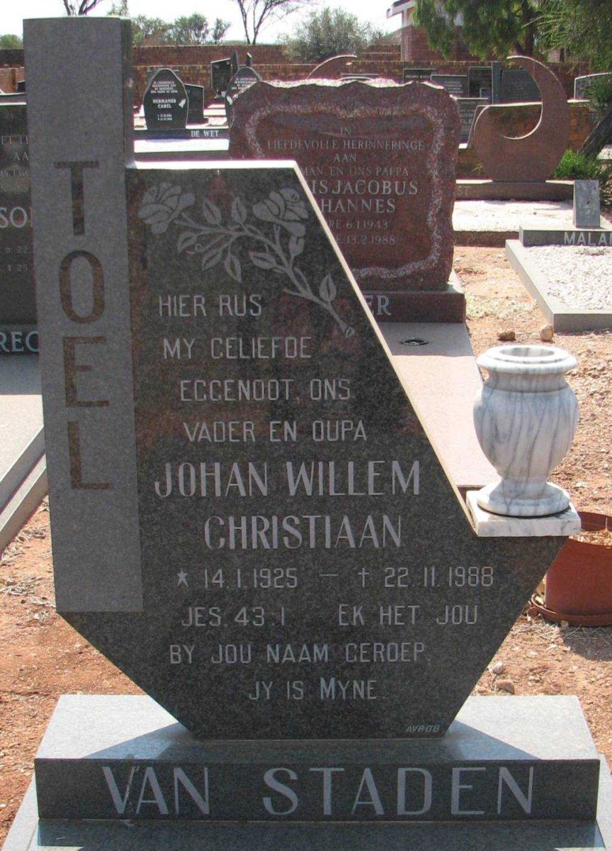 STADEN Johan Willem Christiaan, van 1925-1988