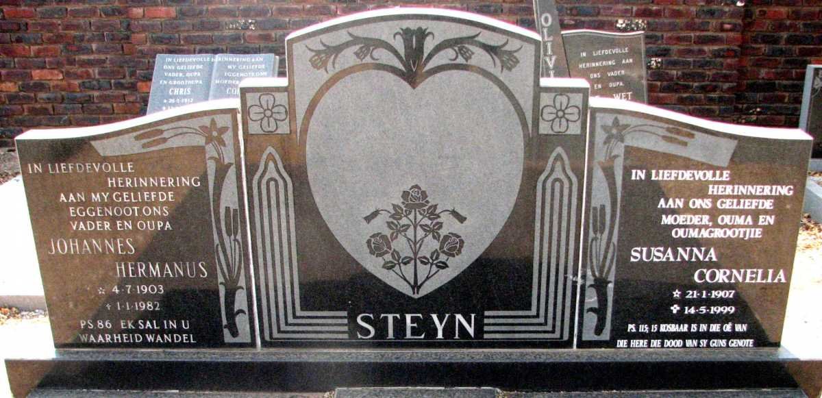 STEYN Johannes Hermanus 1903-1982 &amp; Susanna Cornelia 1907-1999