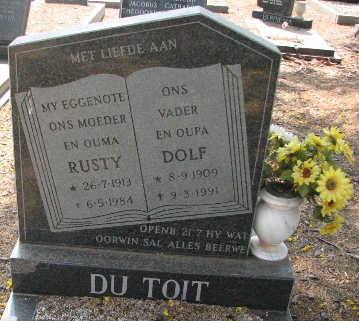 TOIT Dolf, du 1909-1991 &amp; Rusty 1913-1984