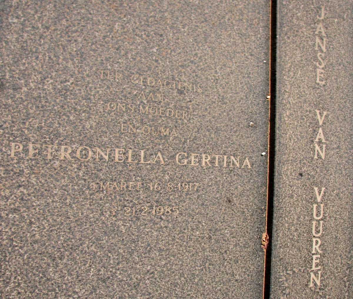 VUUREN Petronella Gertina, Janse van 1917-1985