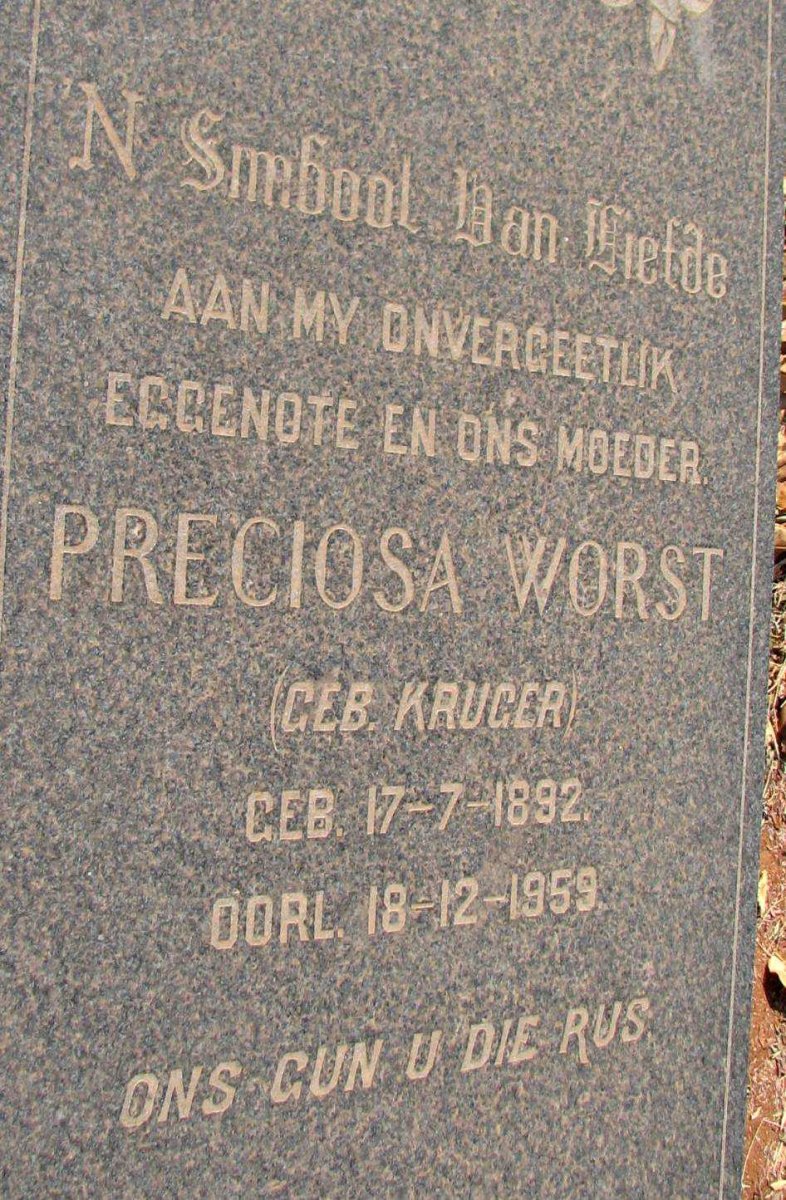 WORST Preciosa nee KRUGER 1892-1959