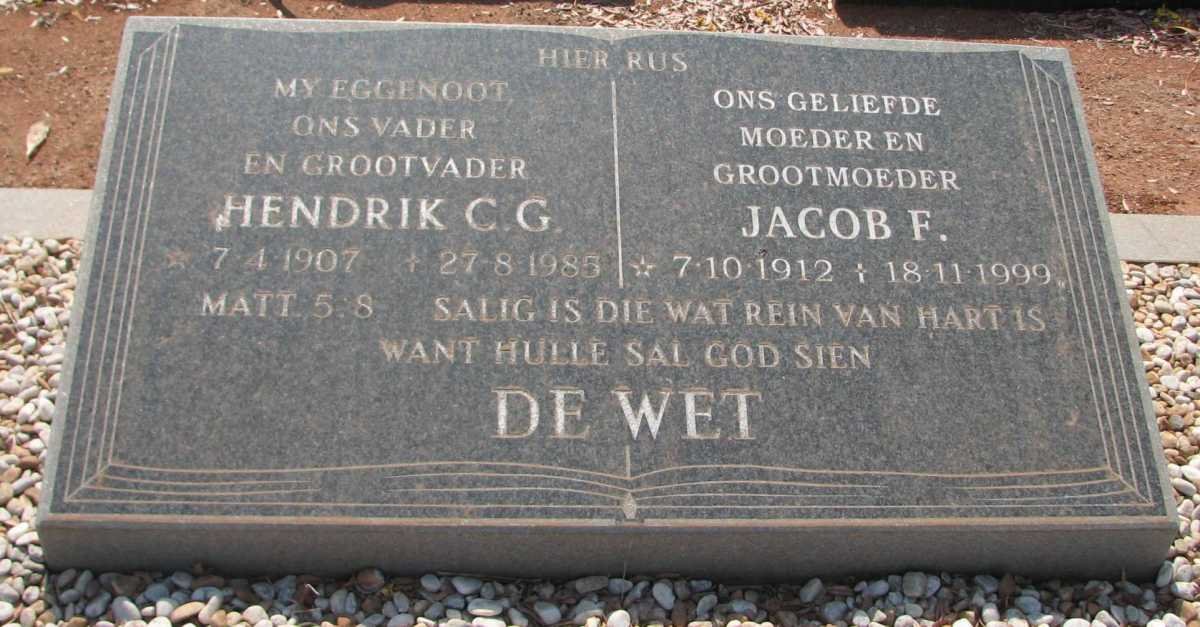 WET Hendrik, de C.G. 1907-1985 &amp; Jacob F. 1912-1999