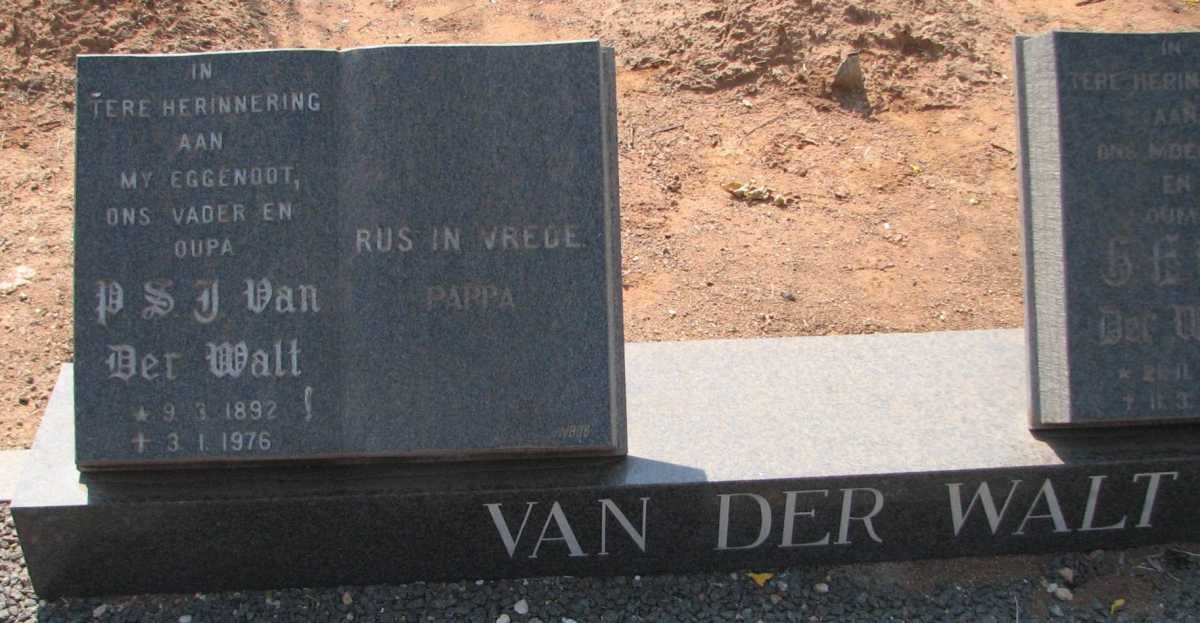 WALT P.S.J., van der 1892-1976 &amp; ? E. 1906-1980