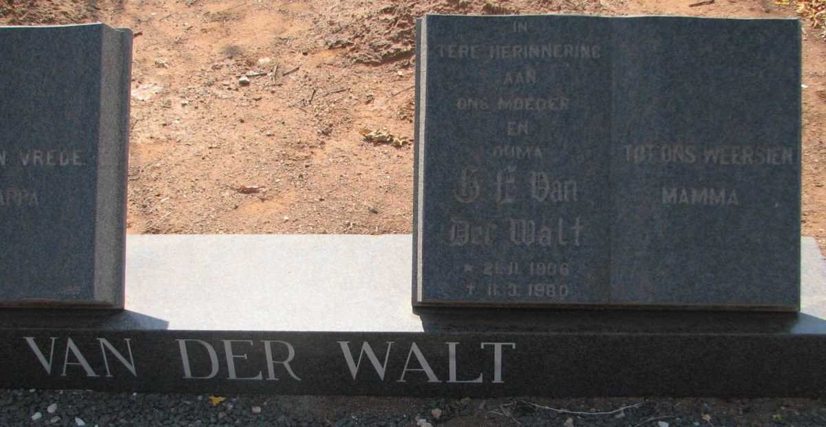 WALT ? E., van der 1906-1980
