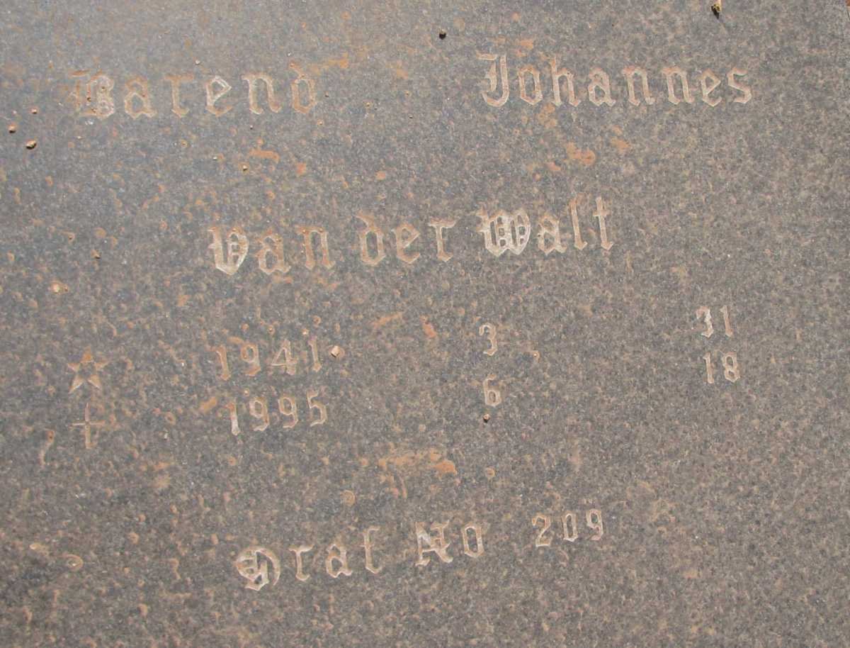 WALT Barend Johannes, van der 1941-1995