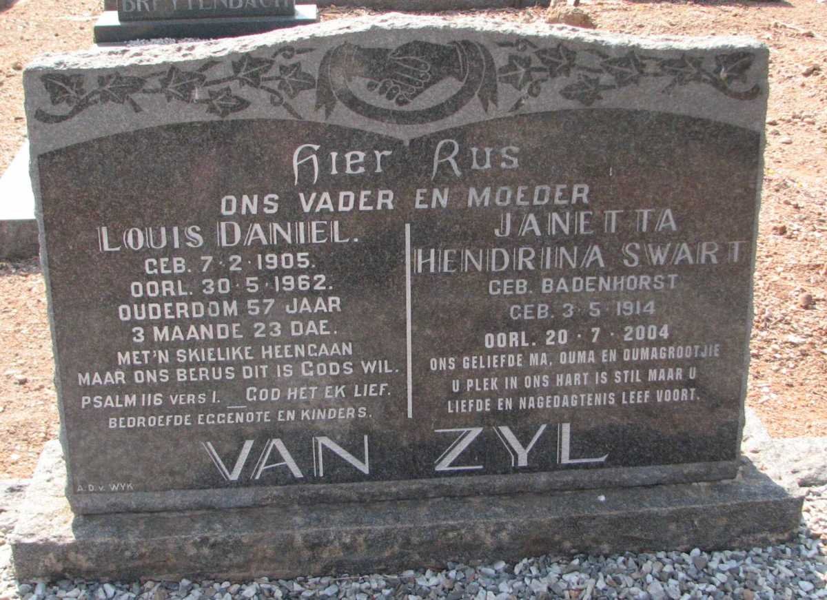 ZYL Louis Daniel, van 1905-1962 &amp; Janetta Hendrina Swart BADENHORST 1914-2004