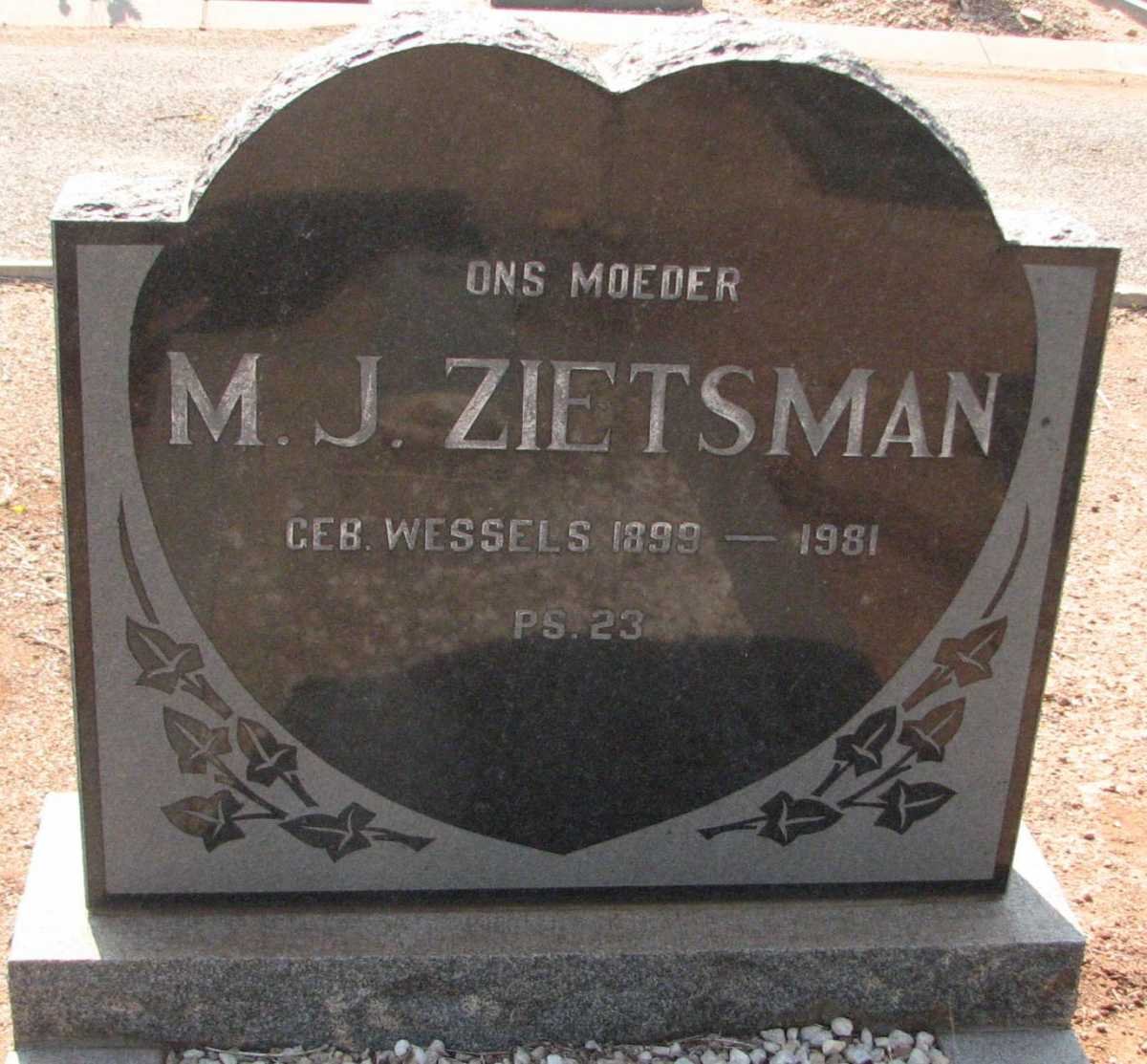 ZIETSMAN M.J. nee WESSELS 1899-1981