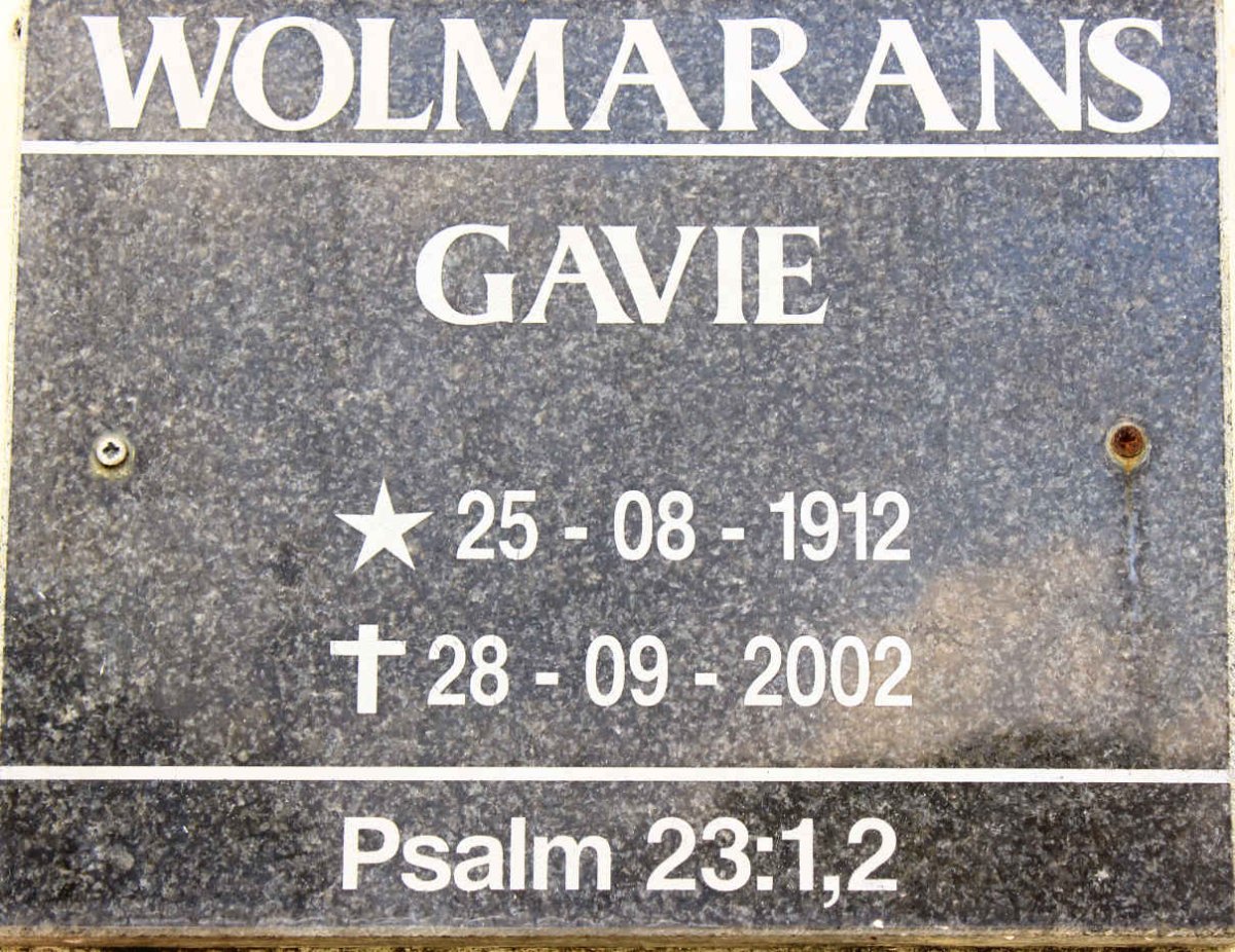 WOLMARANS Gavie 1912-2002