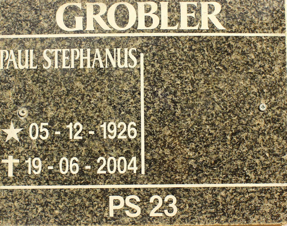 GROBLER Paul Stephanus 1926-2004