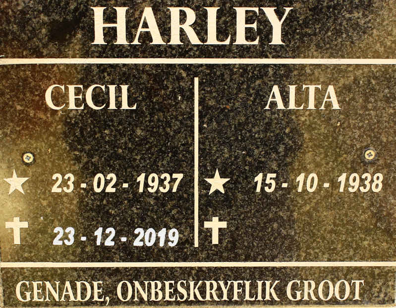 HARLEY Cecil 1937-2019 &amp; Alta 1938-