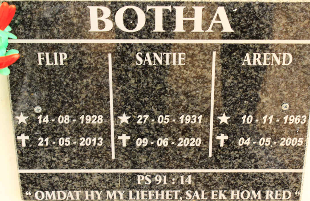 BOTHA Flip 1928-2013 &amp; Santie 1931-2020 :: BOTHA  Arend 1963-2005