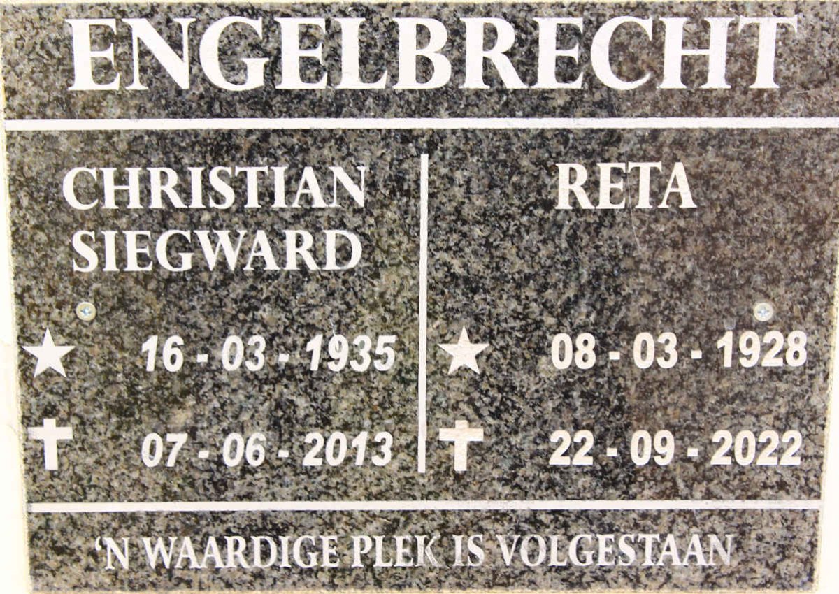 ENGELBRECHT Christian Siegward 1935-2013 &amp; Reta 1928-2022