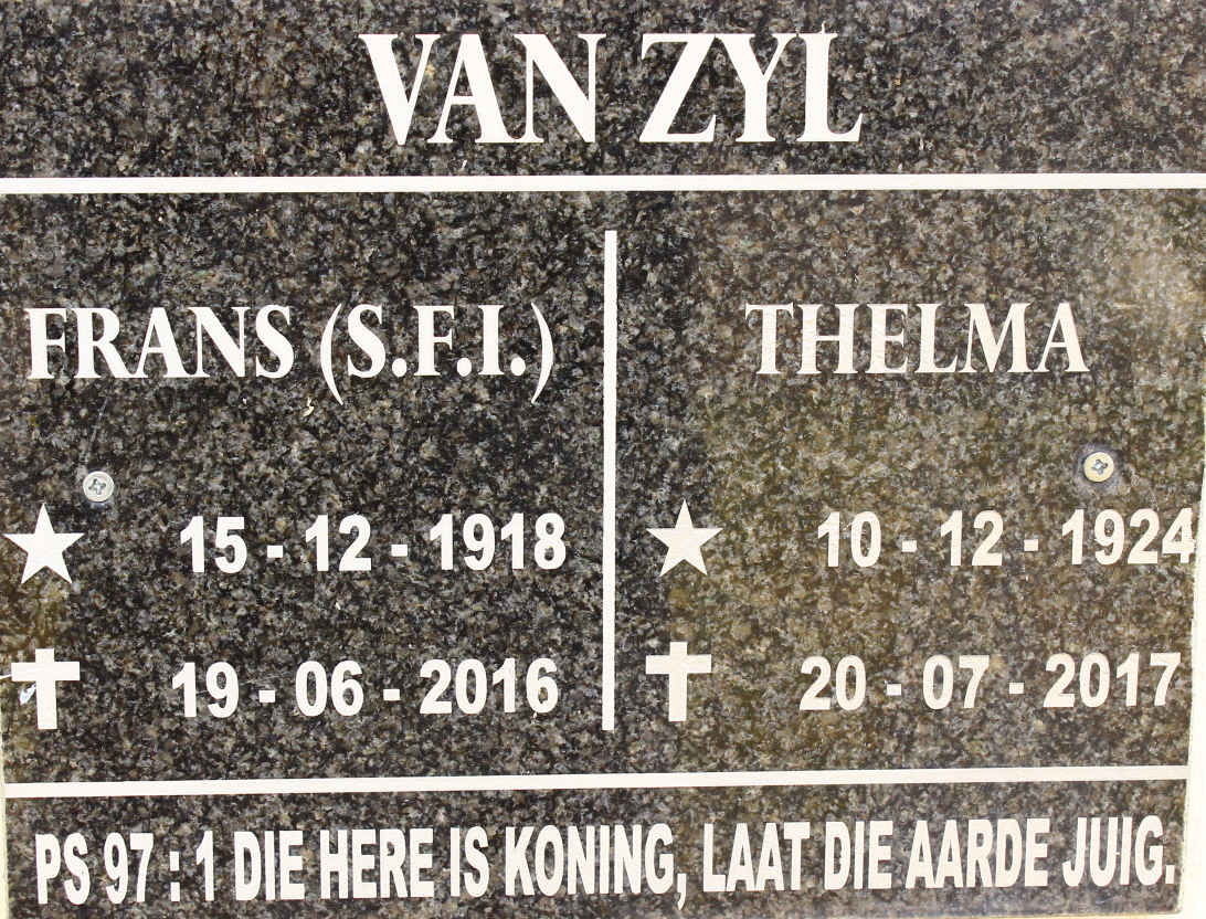 ZYL S.F.I., van 1918-2016 &amp; Thelma 1924-2017