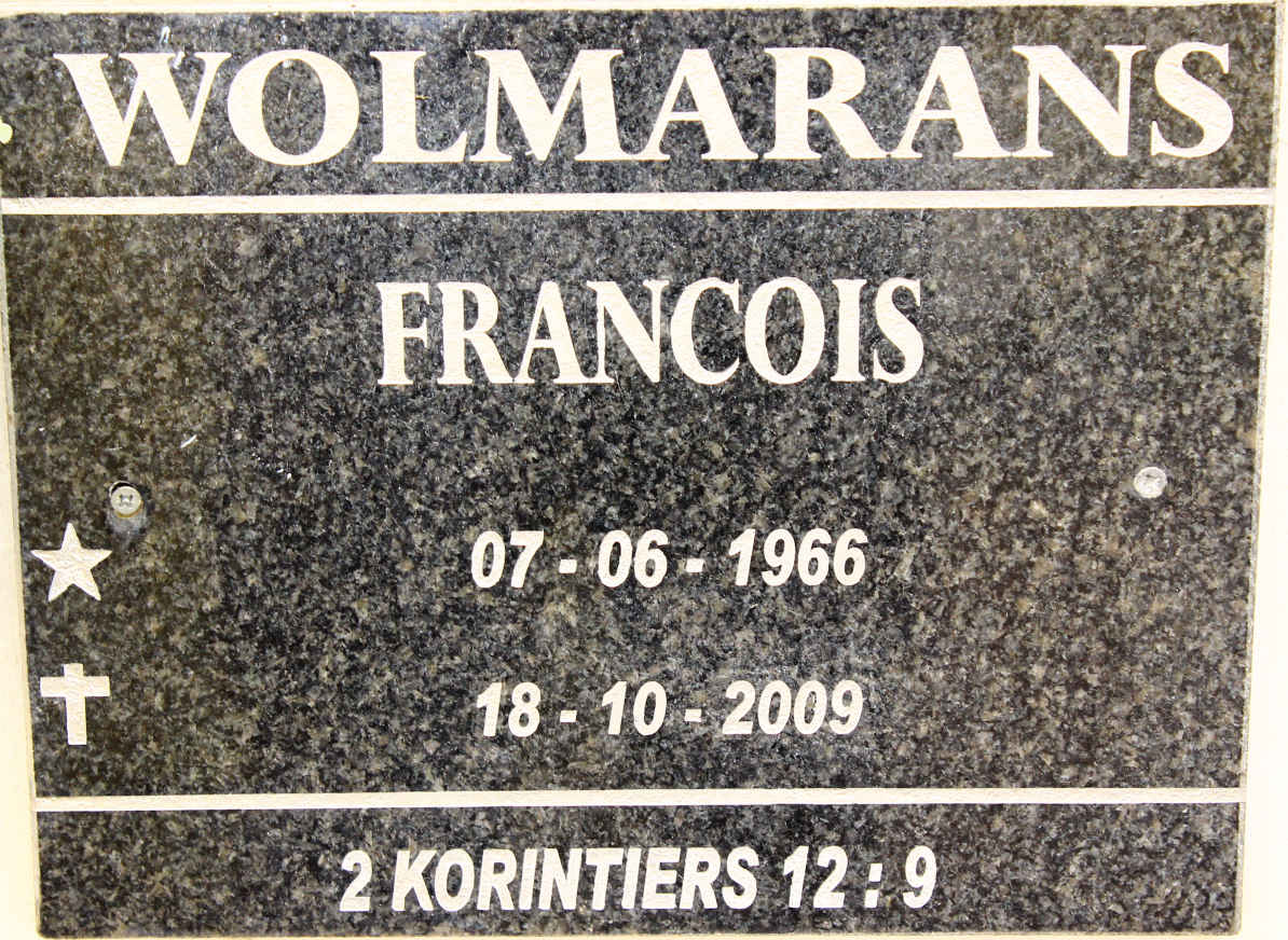 WOLMARANS Francois 1966-2009