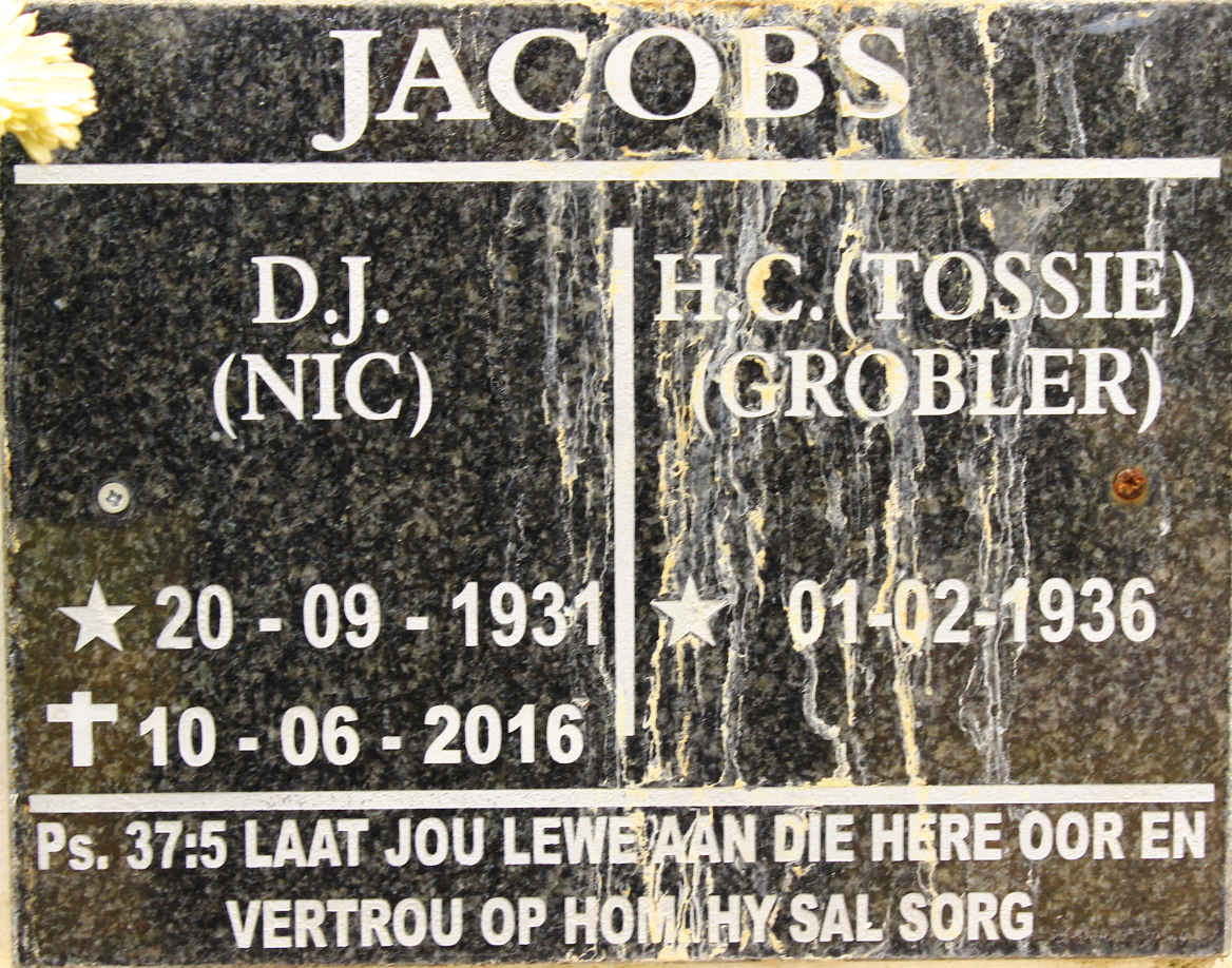 JACOBS D.J. 1931-2016 &amp;  H.C. GROBLER 1936 -