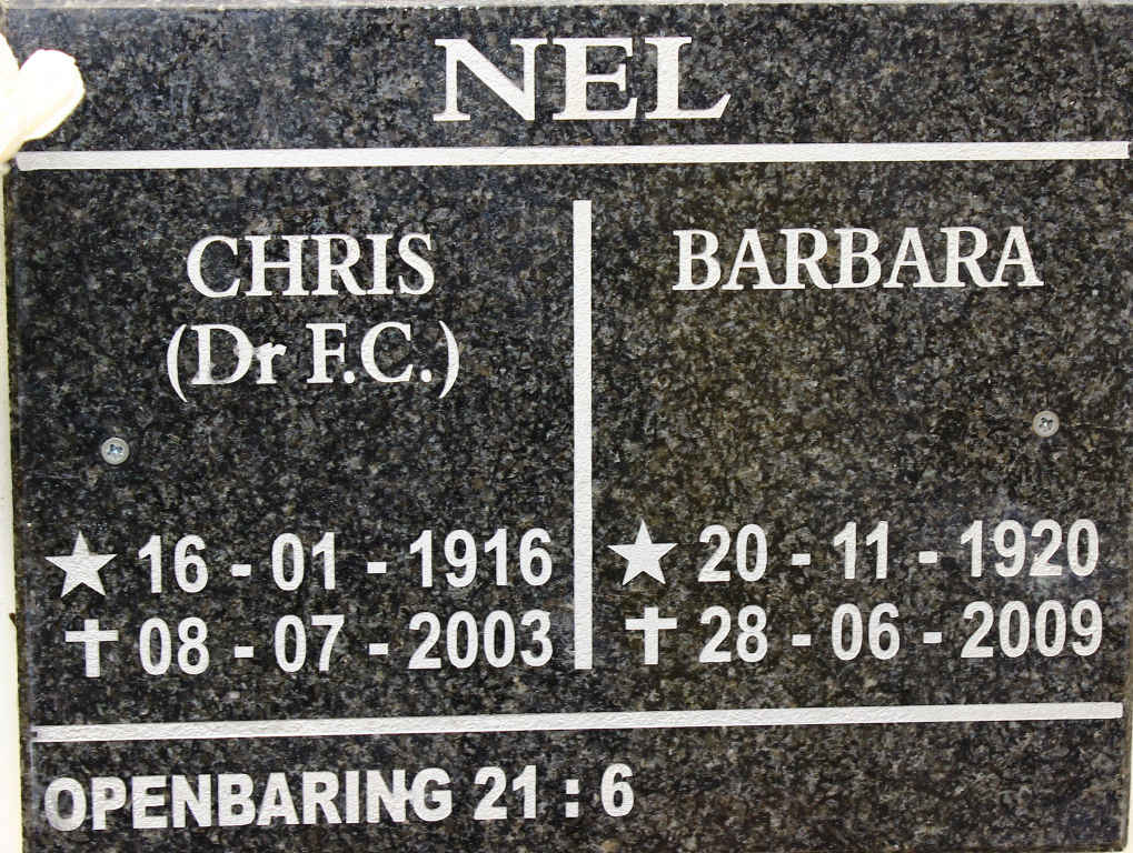 NEL F.C. 1916-2003 &amp; Barbara 1920-2009