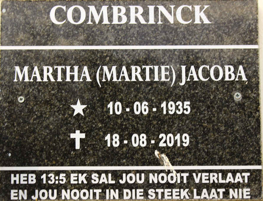 COMBRINCK Martha Jacoba 1935-2019