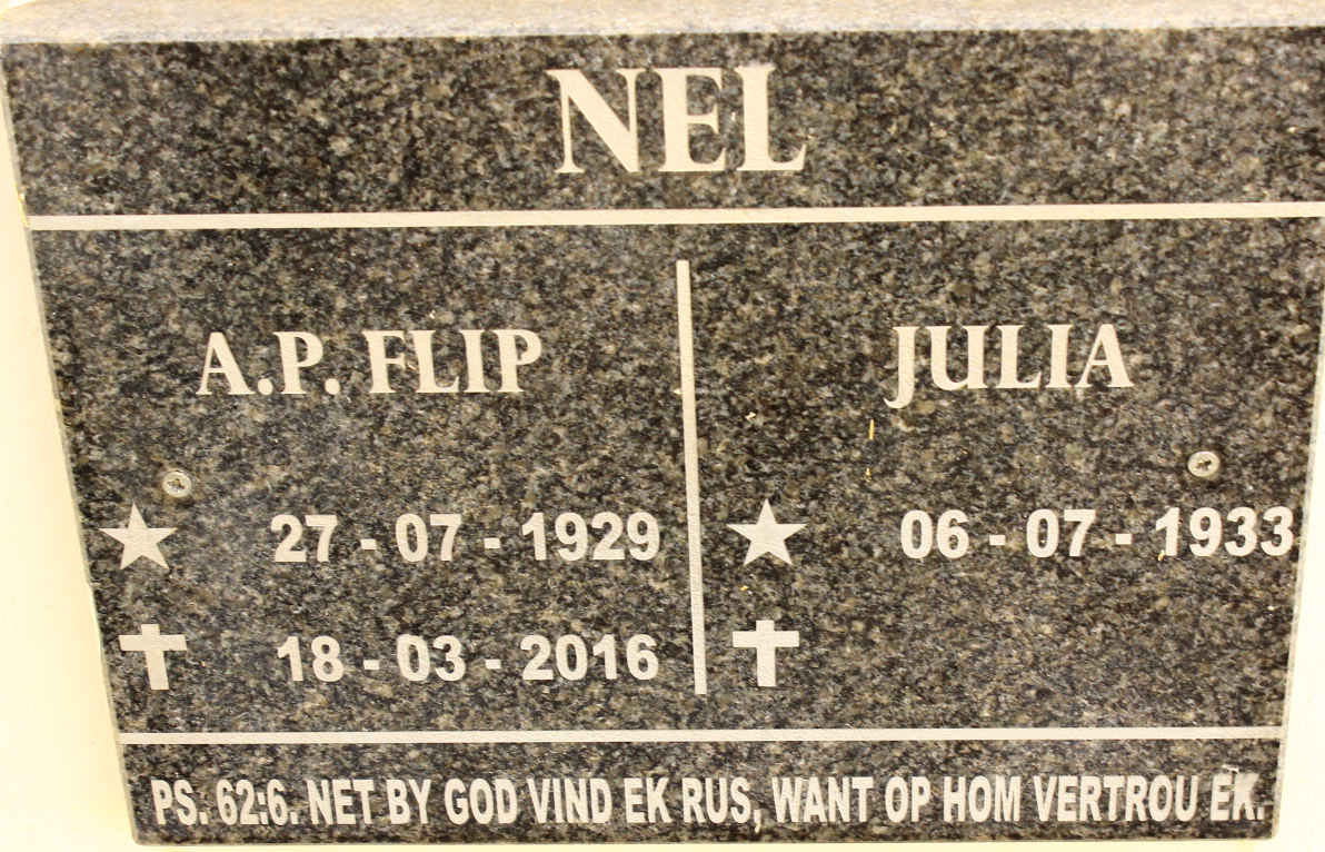 NEL  A.P. 1929-2016 &amp; Julia 1933-