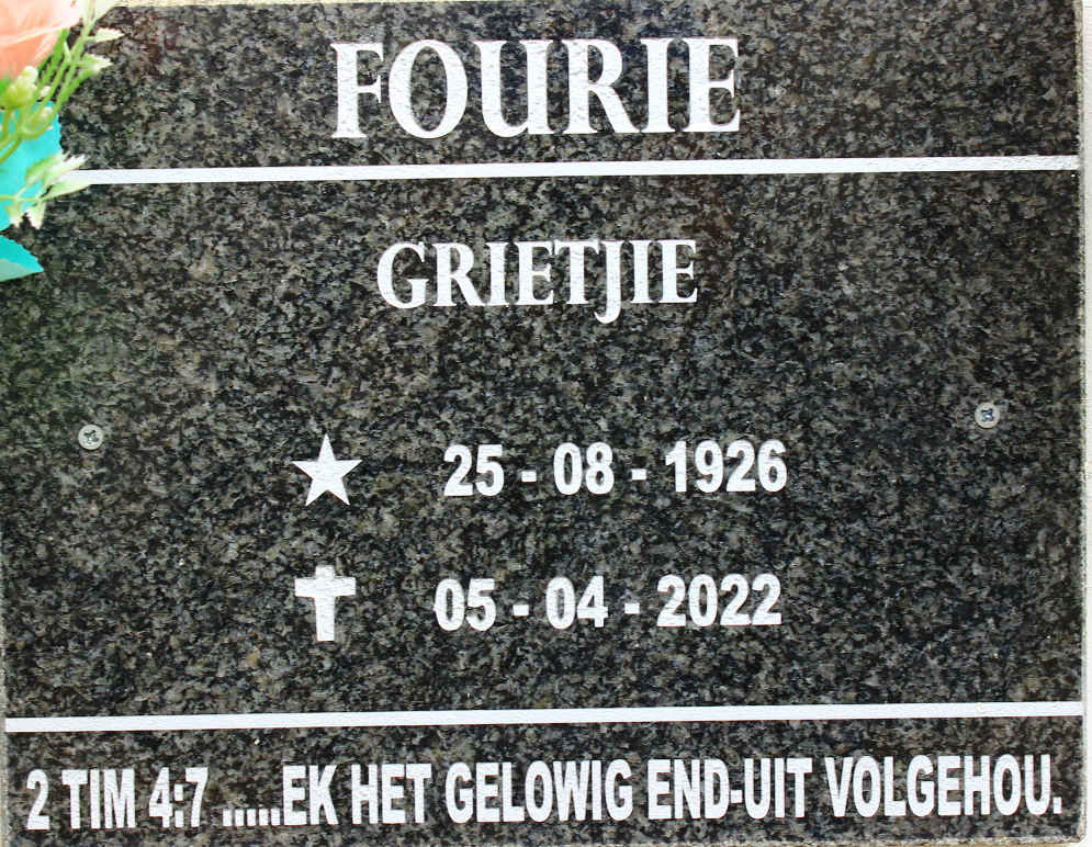 FOURIE Grietjie 1926-2022