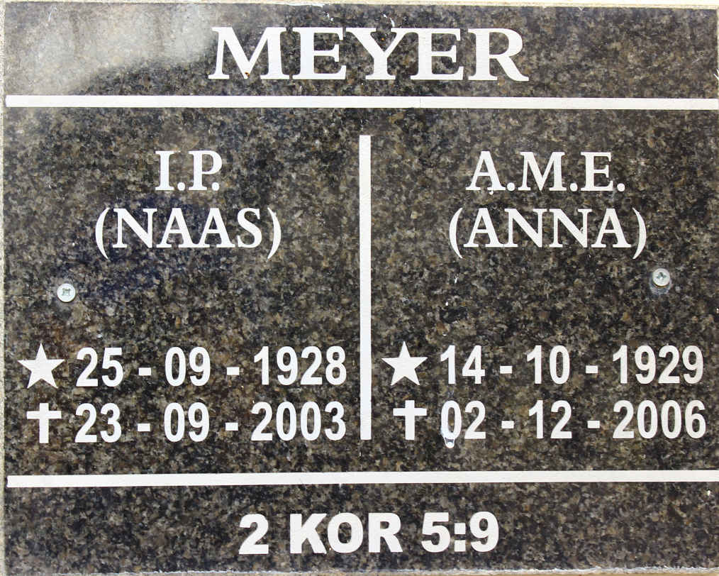 MEYER I.P. 1928-2003 &amp; A.M.E. 1929-2006