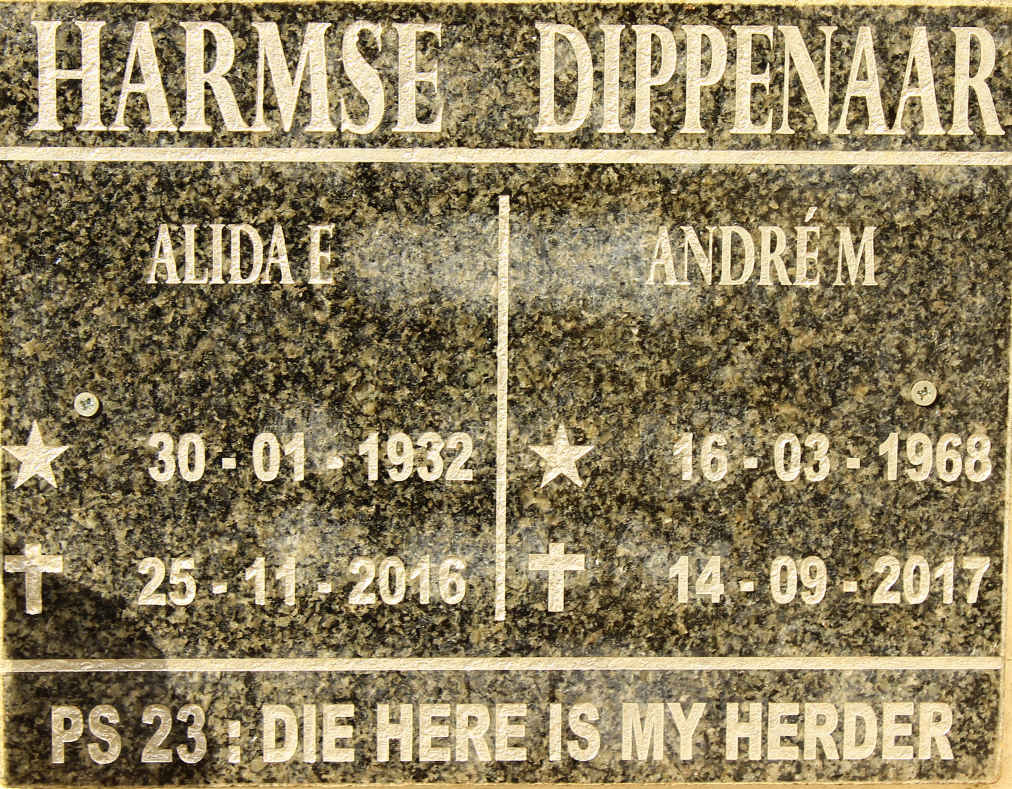 DIPPENAAR Andre M. 1968-2017 :: HARMSE Alida E. 1932-2016