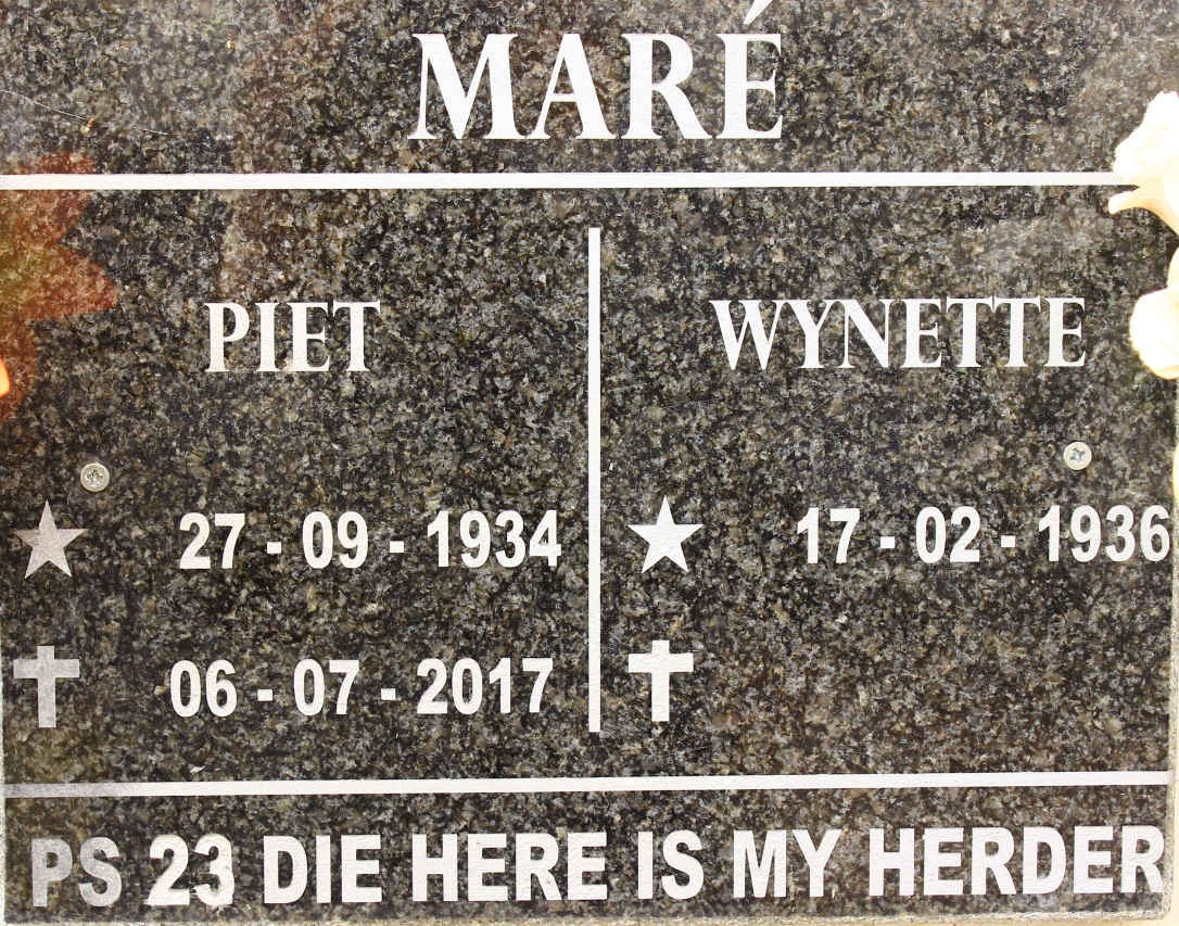 MARE Piet 1934-2017 &amp; Wynette 1936-