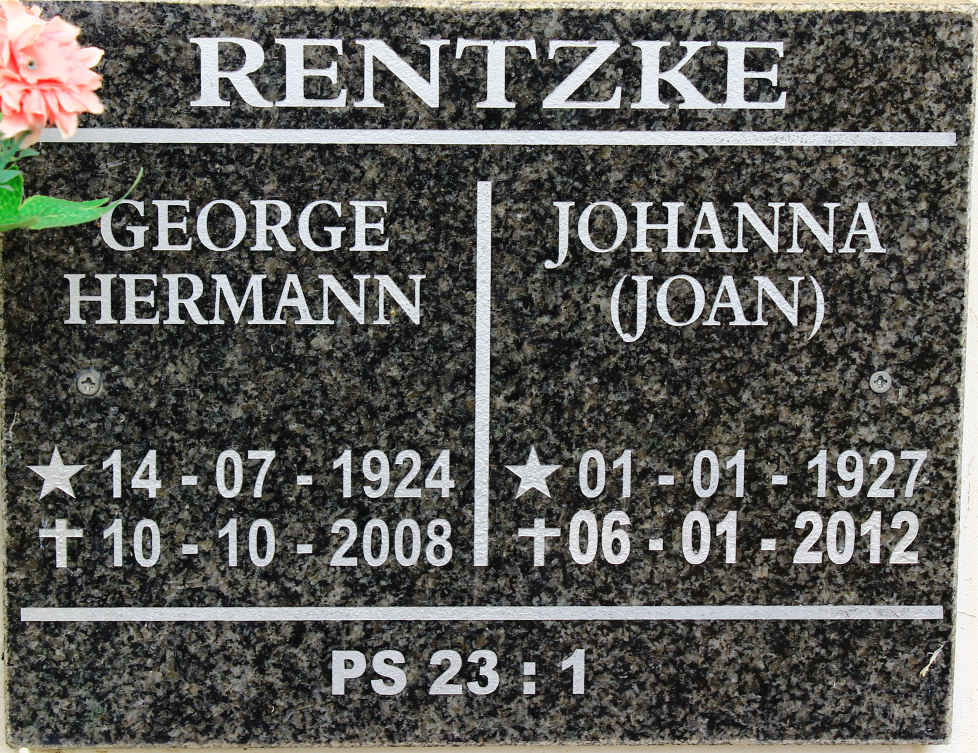 RENTZKE George Hermann 1924-2008 &amp; Johanna 1927-2012