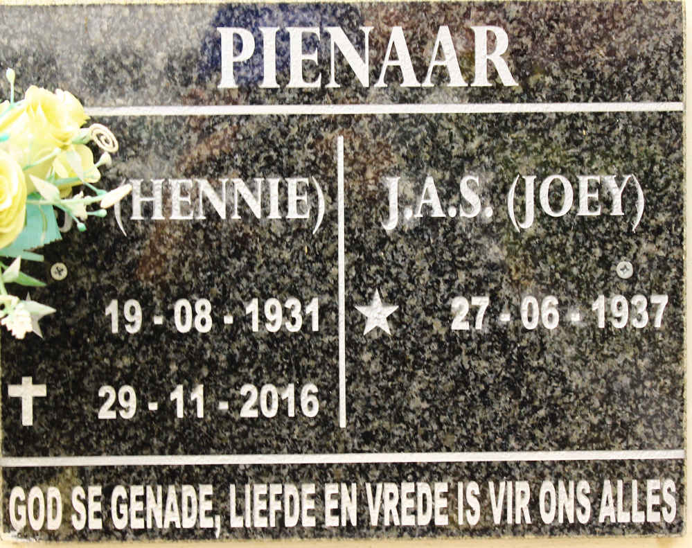 PIENAAR Hennie 1931-2016 &amp; J.A.S. 1937-
