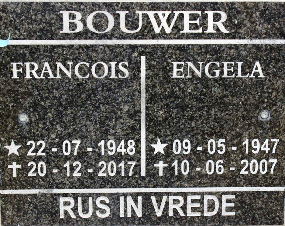 BOUWER Francois 1948-2017 &amp; Engela 1947-2007