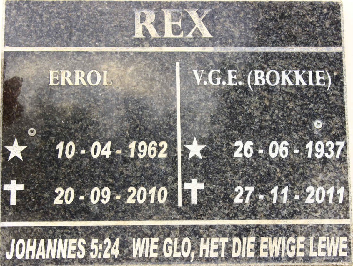 REX Errol 1962-2010 &amp; V.G.E. 1937-2011