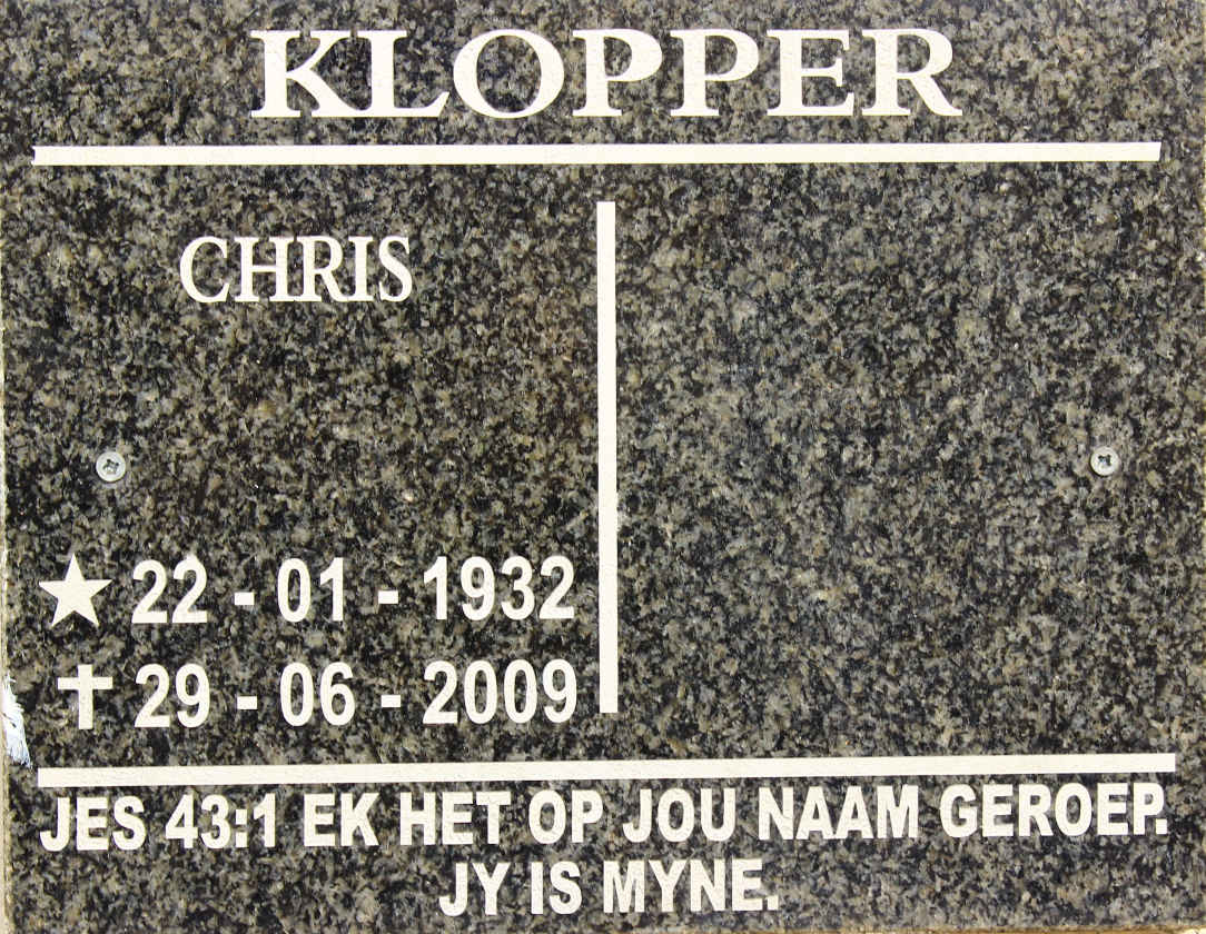 KLOPPER Chris 1932-2009