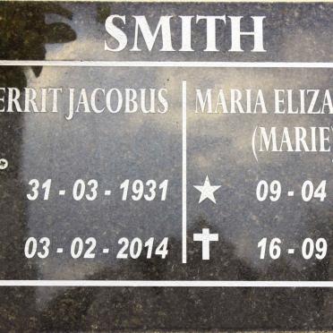 SMITH Gerrit Jacobus 1931-2014 &amp; Maria Elizabeth 1934-2014