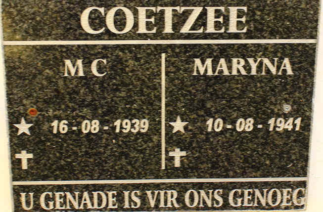 COETZEE M.C. 1939- &amp; Maryna 1941-