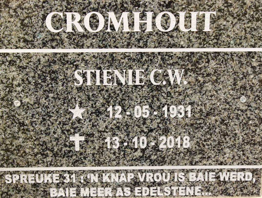 CROMHOUT Stienie C.W. 1931-2018