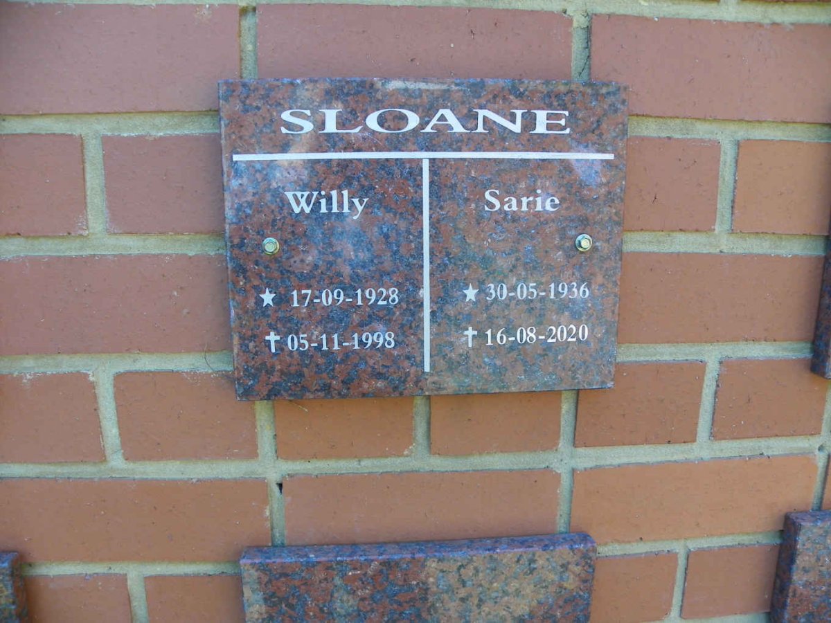SLOANE Willy 1928-1998 &amp; Sarie 1936-2020