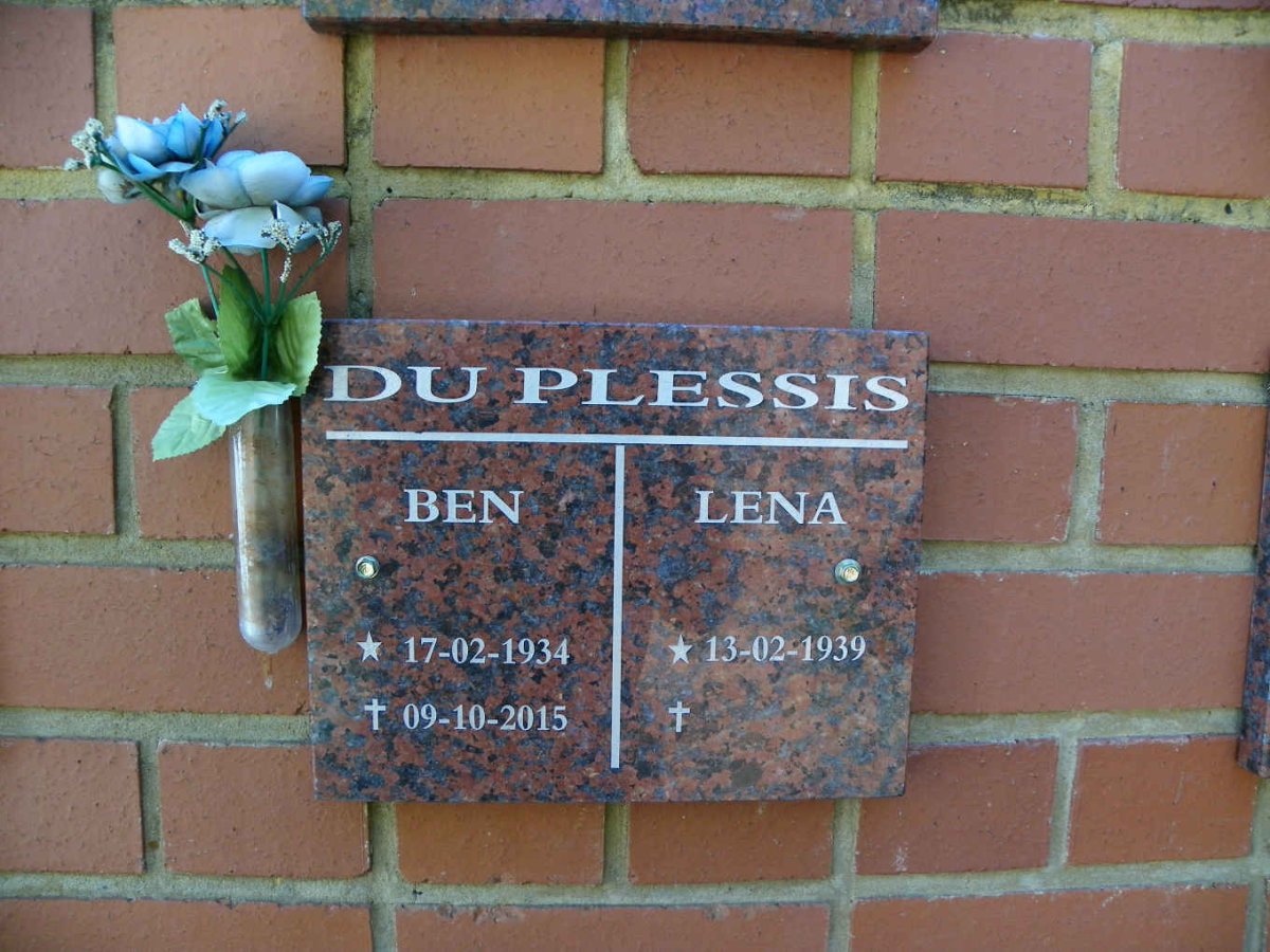 PLESSIS Ben, du 1934-2015 &amp; Lena 1939-