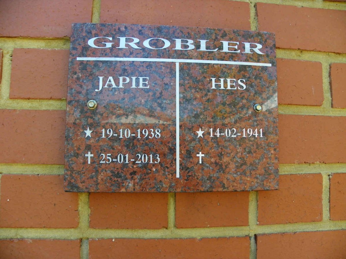 GROBLER Japie 1938-2013 &amp; Hes 1941-