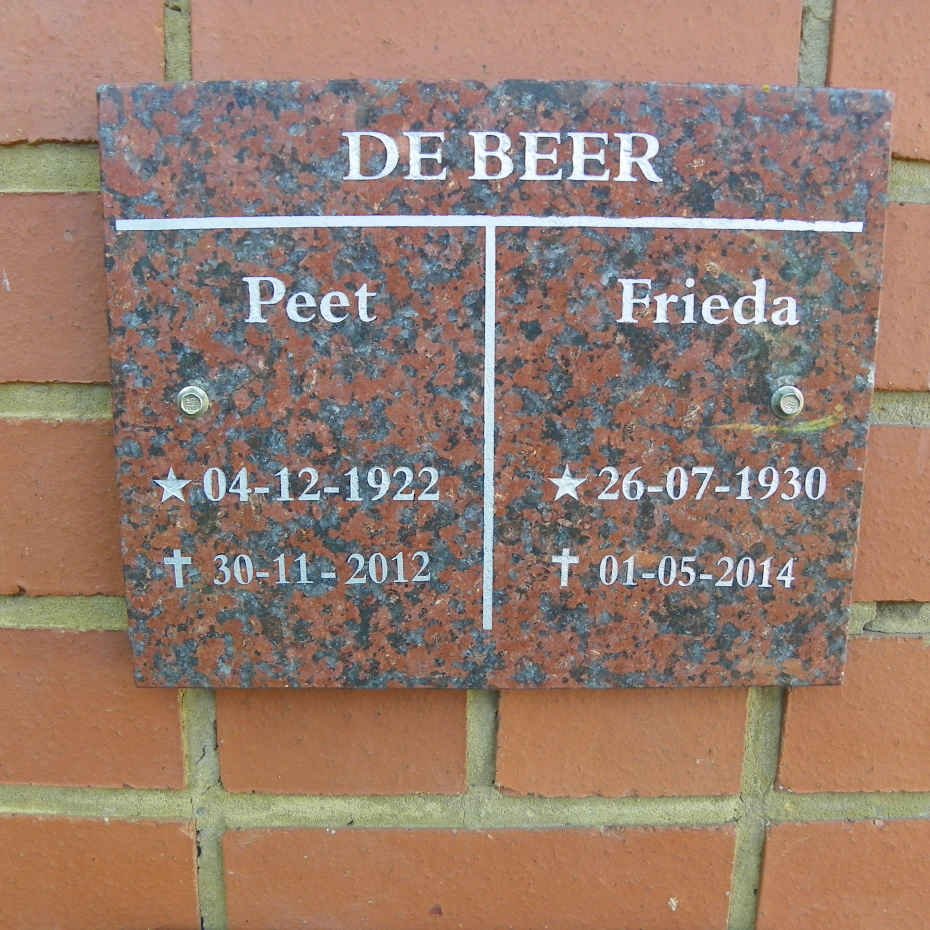 BEER Peet, de 1922-2012 &amp; Frieda 1930-2014