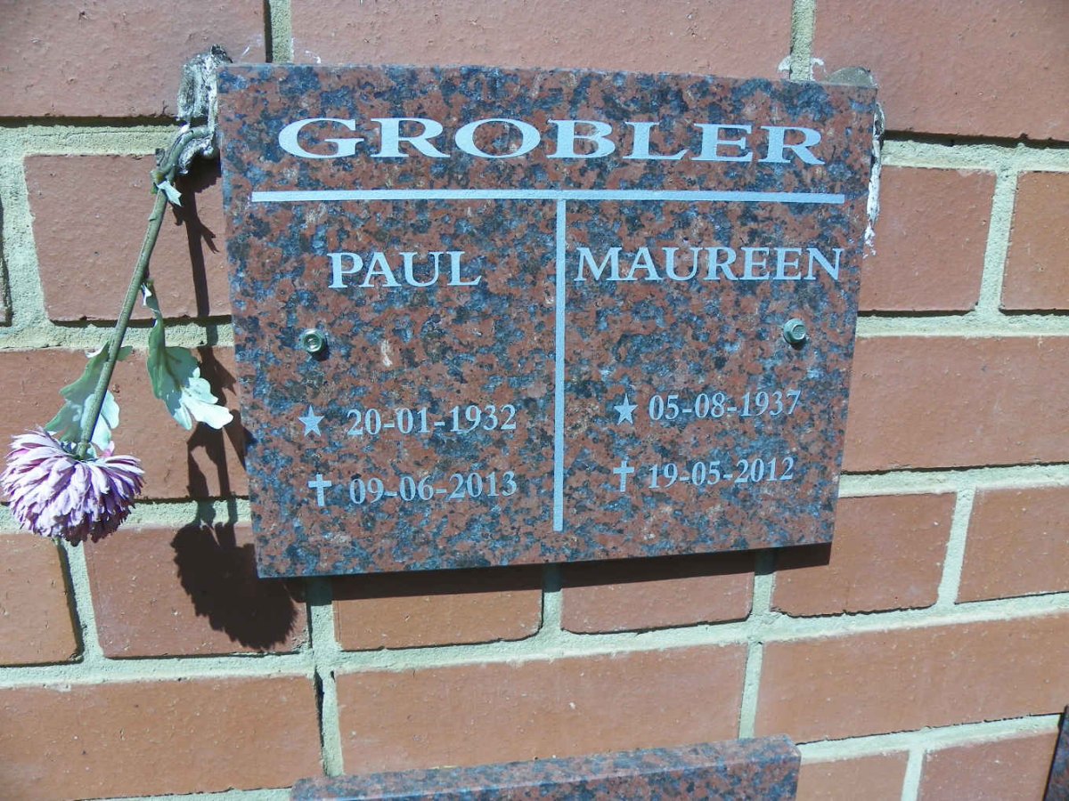GROBLER Paul 1932-2013 &amp; Maureen 1937-2012