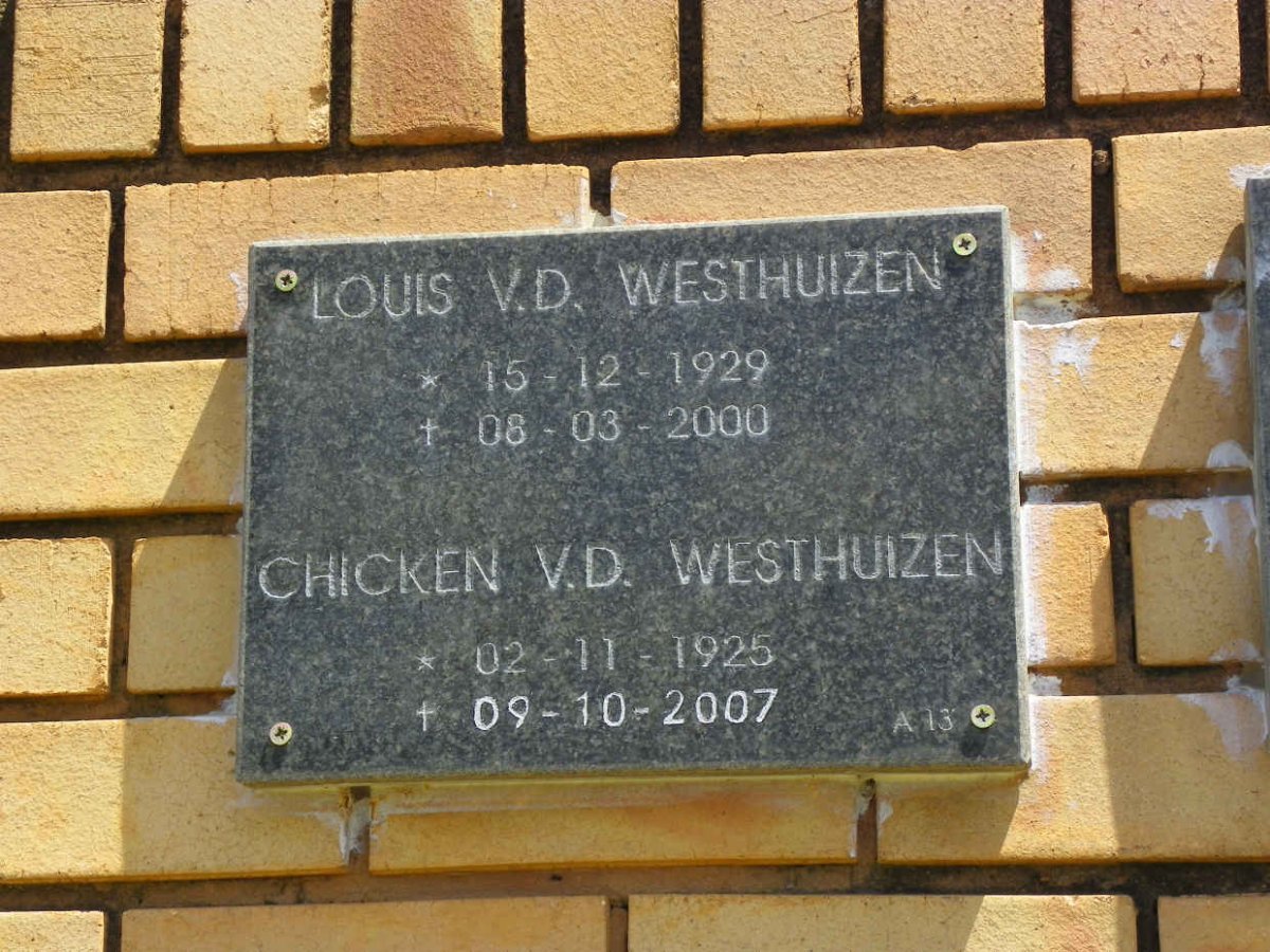WESTHUIZEN Louis, v.d. 1929-2000 :: WESTHUIZEN Chicken, v.d. 1925-2007