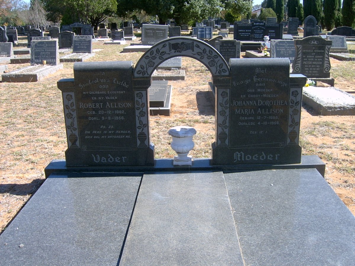 ALLISON Robert 1882-1956 &amp; Johanna Dorothea Maria 1885-1958