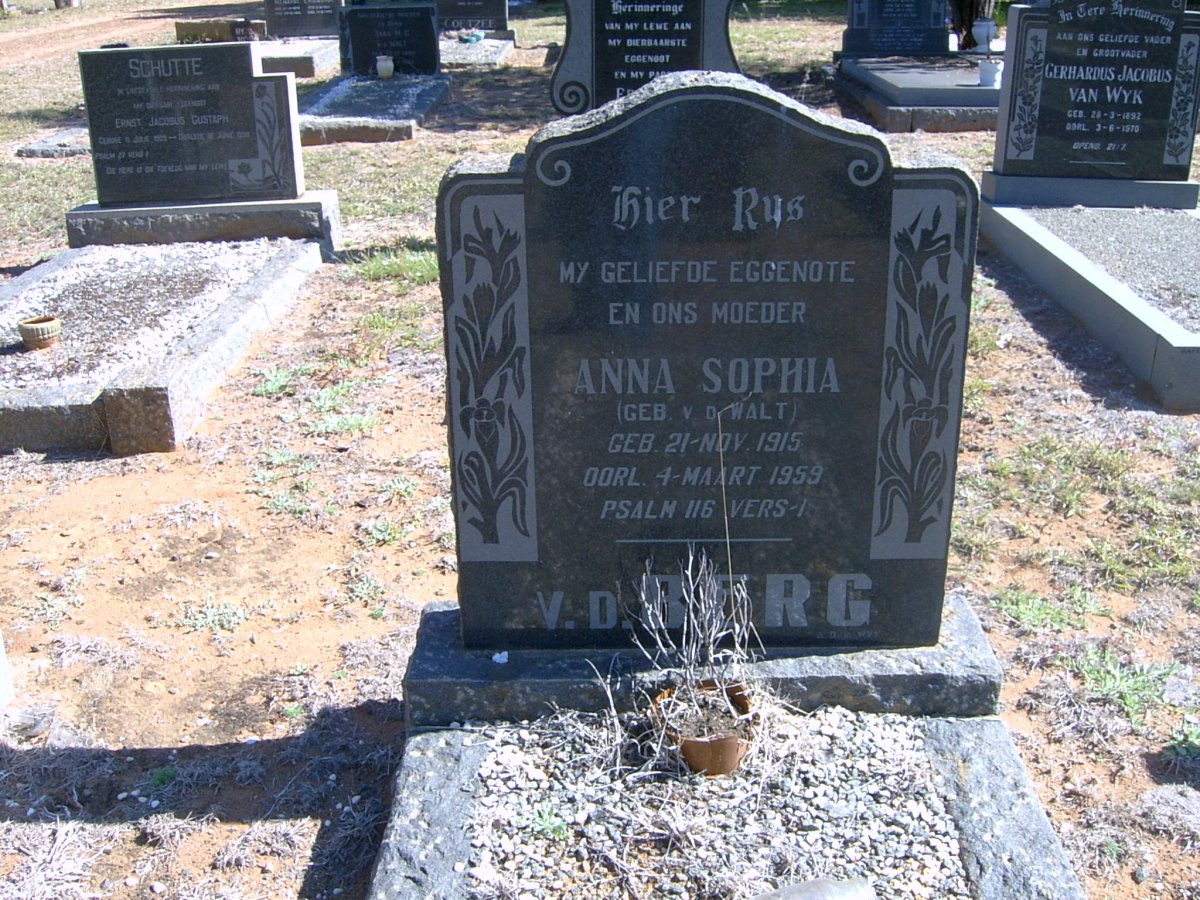BERG Anna Sophia, v.d. nee V.D. WALT 1915-1959