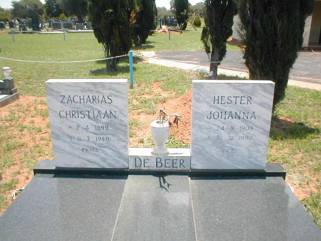 BEER Zacharias Christiaan, de 1899-1980 &amp; Hester Johanna 1903-1993